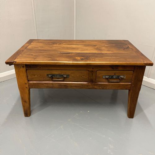 FRENCH CHESTNUT COFFEE TABLE WITH DRAWERS - ADDITIONAL PHOTO 2