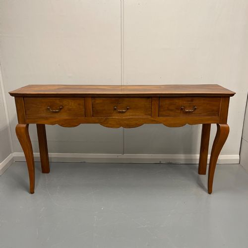 FRENCH WALNUT 3 DRAWER CONSOLE SERVER TABLE - ADDITIONAL PHOTO 1