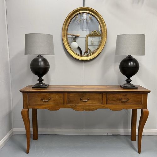 french walnut 3 drawer console server table - CATEGORY: ANTIQUE TABLES - DATED 19TH CENTURY