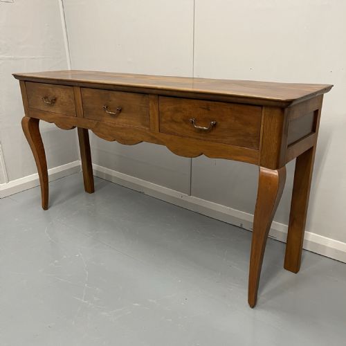 FRENCH WALNUT 3 DRAWER CONSOLE SERVER TABLE - ADDITIONAL PHOTO 4