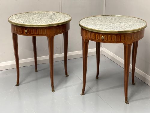 PAIR OF ROUND KINGWOOD PARQUETRY LAMP TABLES - ADDITIONAL PHOTO 5