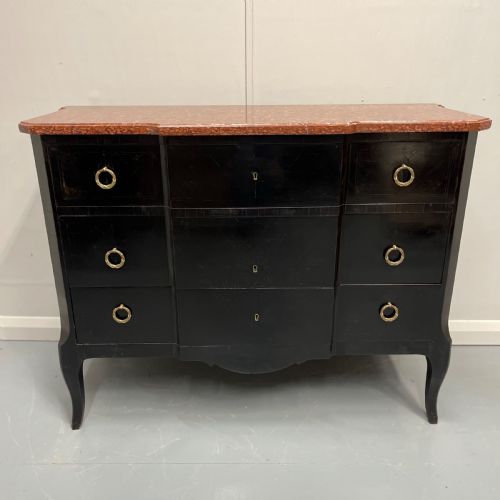 french ebonised marble top commode - CATEGORY: ANTIQUE CHEST OF DRAWERS - DATED 19TH CENTURY