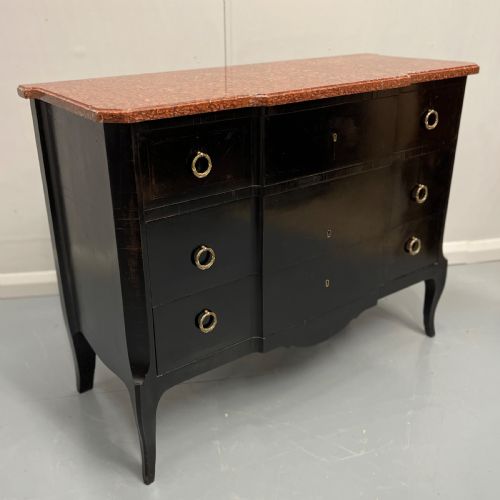 FRENCH EBONISED MARBLE TOP COMMODE - ADDITIONAL PHOTO 2