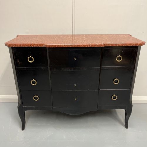 FRENCH EBONISED MARBLE TOP COMMODE - ADDITIONAL PHOTO 5