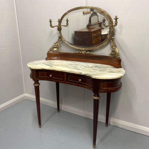 19TH CENTURY FRENCH DRESSING TABLE WITH BRASS FRAMED MIRROR - ADDITIONAL PHOTO 1