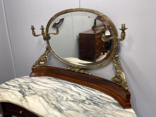 19TH CENTURY FRENCH DRESSING TABLE WITH BRASS FRAMED MIRROR - ADDITIONAL PHOTO 2