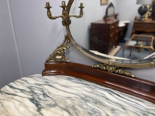 19TH CENTURY FRENCH DRESSING TABLE WITH BRASS FRAMED MIRROR - ADDITIONAL PHOTO 3
