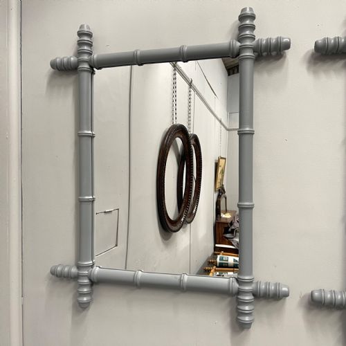 PAIR OF FRENCH GREY FAUX BAMBOO MIRRORS - ADDITIONAL PHOTO 2