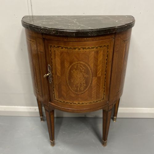 19th century french marquetry demi lune cabinet - CATEGORY: ANTIQUE CUPBOARDS - DATED 19TH CENTURY