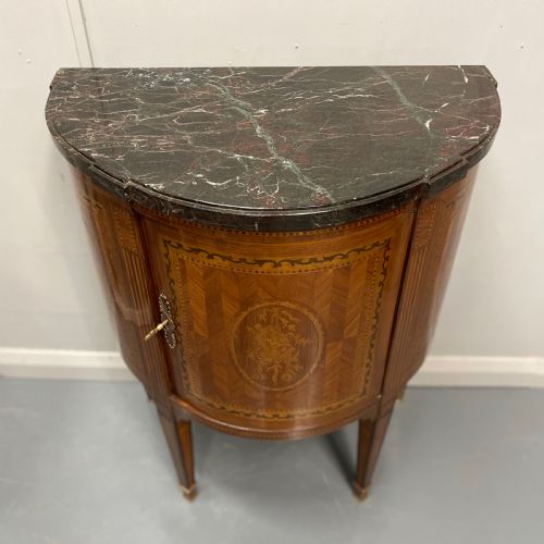 19TH CENTURY FRENCH MARQUETRY DEMI LUNE CABINET - ADDITIONAL PHOTO 2