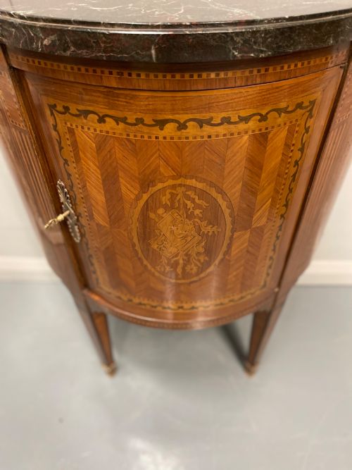 19TH CENTURY FRENCH MARQUETRY DEMI LUNE CABINET - ADDITIONAL PHOTO 6