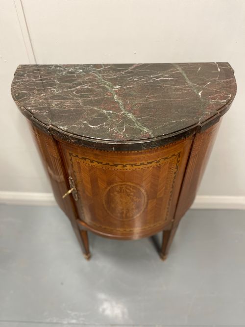 19TH CENTURY FRENCH MARQUETRY DEMI LUNE CABINET - ADDITIONAL PHOTO 7