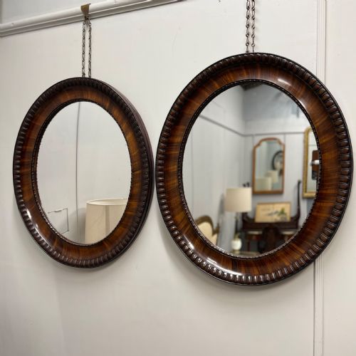 PAIR OF ROSEWOOD OVAL MIRRORS - ADDITIONAL PHOTO 2