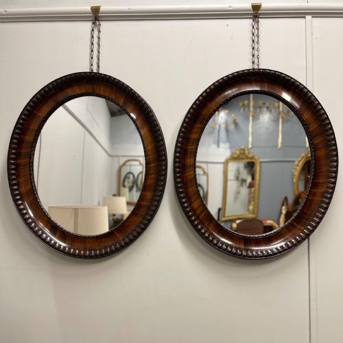 PAIR OF ROSEWOOD OVAL MIRRORS - ADDITIONAL PHOTO 6