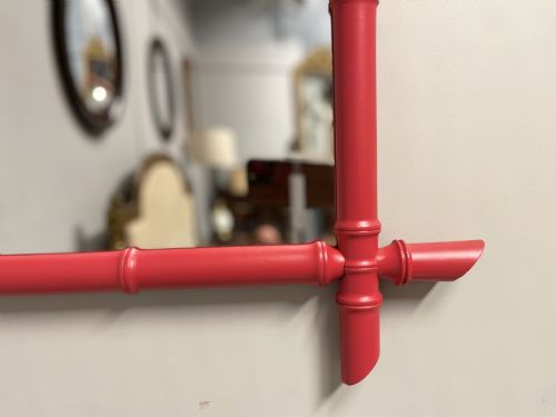 RED LACQUERED FAUX BAMBOO MIRROR - ADDITIONAL PHOTO 5