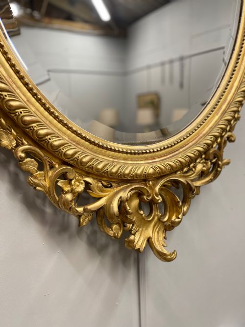 LARGE FRENCH 19TH CENTURY OVAL GILT MIRROR - ADDITIONAL PHOTO 4
