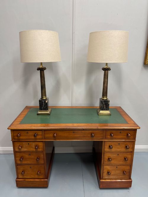 PAIR OF BRASS AND MARBLE COLUMN LAMPS INC POSTAGE - ADDITIONAL PHOTO 6