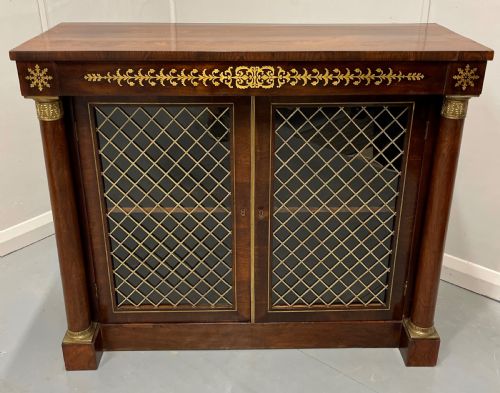 regency rosewood and brass marquetry two door cabinet - CATEGORY: ANTIQUE CABINETS - DATED REGENCY