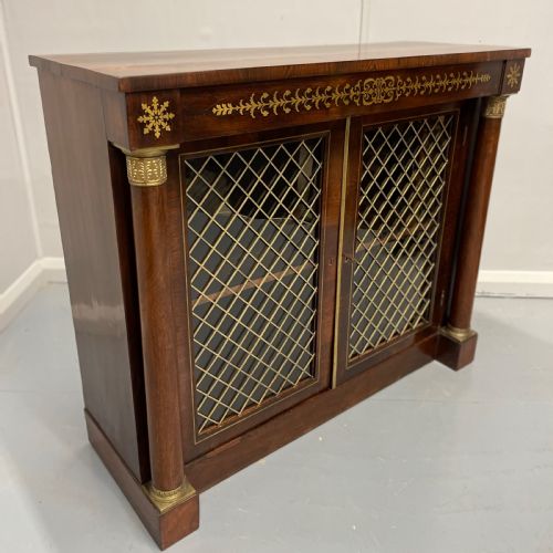 REGENCY ROSEWOOD AND BRASS MARQUETRY TWO DOOR CABINET - ADDITIONAL PHOTO 1