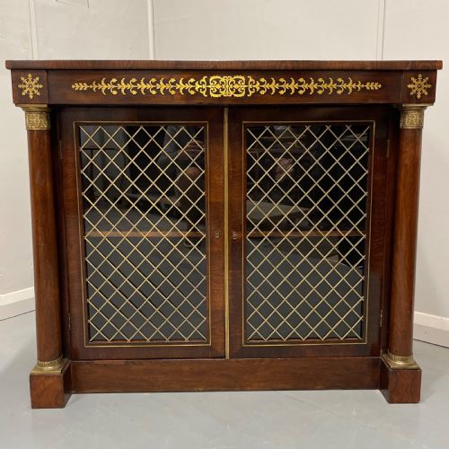 REGENCY ROSEWOOD AND BRASS MARQUETRY TWO DOOR CABINET - ADDITIONAL PHOTO 2