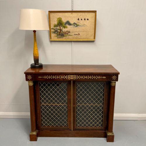 REGENCY ROSEWOOD AND BRASS MARQUETRY TWO DOOR CABINET - ADDITIONAL PHOTO 6