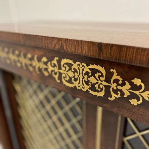 REGENCY ROSEWOOD AND BRASS MARQUETRY TWO DOOR CABINET - ADDITIONAL PHOTO 7