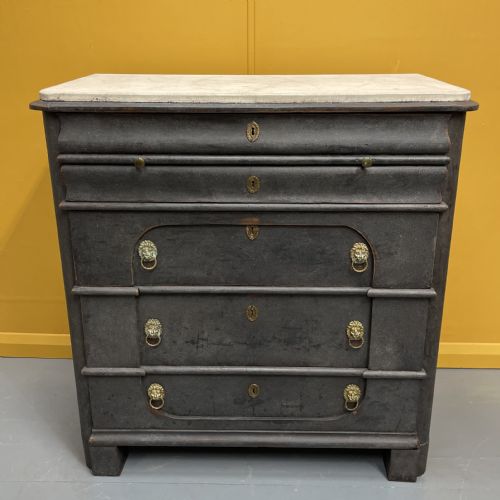 DUTCH 18TH CENTURY PAINTED COMMODE WITH FAUX MARBLE TOP - ADDITIONAL PHOTO 1