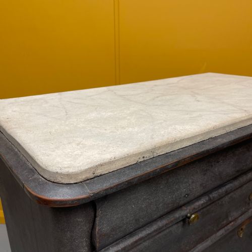 DUTCH 18TH CENTURY PAINTED COMMODE WITH FAUX MARBLE TOP - ADDITIONAL PHOTO 5