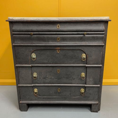 DUTCH 18TH CENTURY PAINTED COMMODE WITH FAUX MARBLE TOP - ADDITIONAL PHOTO 8