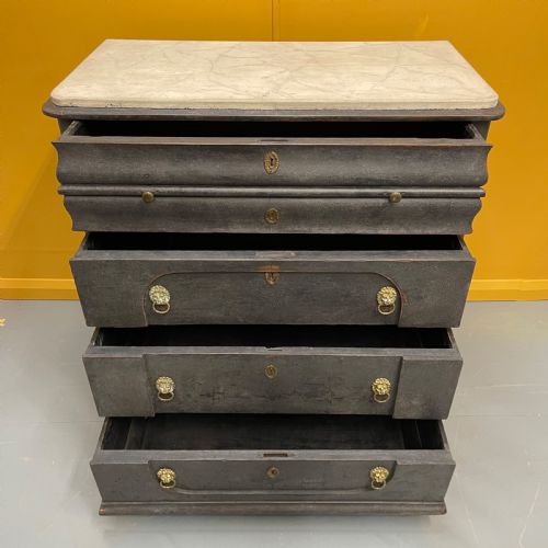 DUTCH 18TH CENTURY PAINTED COMMODE WITH FAUX MARBLE TOP - ADDITIONAL PHOTO 9