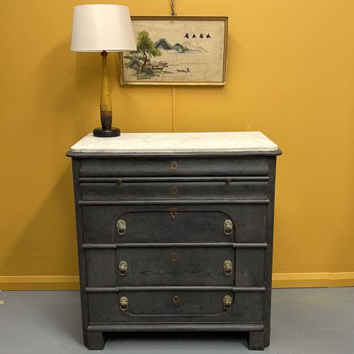 DUTCH 18TH CENTURY PAINTED COMMODE WITH FAUX MARBLE TOP - ADDITIONAL PHOTO 10