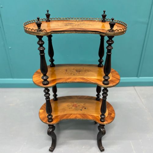 french marquetry 3 tier side table - CATEGORY: ANTIQUE FURNITURE - DATED 1920
