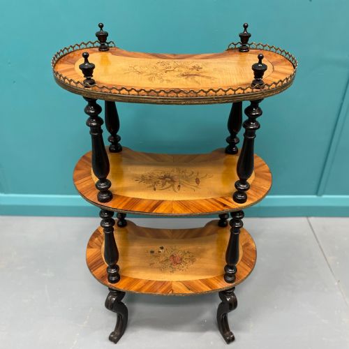 FRENCH MARQUETRY 3 TIER SIDE TABLE - ADDITIONAL PHOTO 4