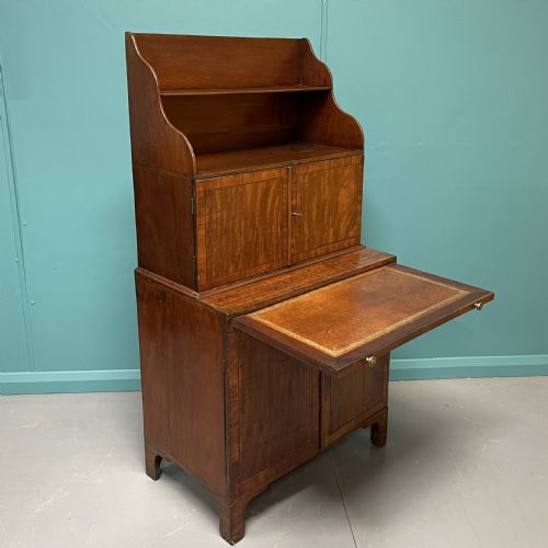 regency waterfall bookcase with writing slide - CATEGORY: ANTIQUE BUREAU - DATED REGENCY