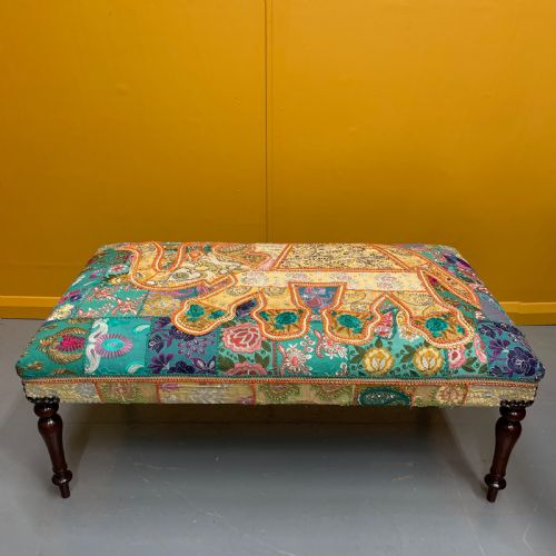 LARGE INDIAN ELEPHANT TAPESTRY CENTRE FOOTSTOOL - ADDITIONAL PHOTO 2