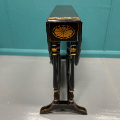BLACK LACQUERED AND DECORATED SUTHERLAND SIDE TABLE - ADDITIONAL PHOTO 2