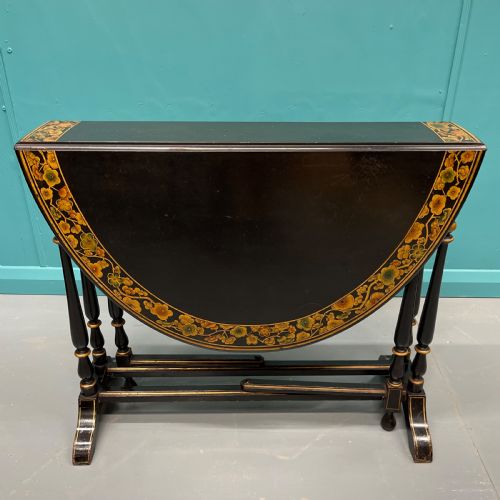 BLACK LACQUERED AND DECORATED SUTHERLAND SIDE TABLE - ADDITIONAL PHOTO 3