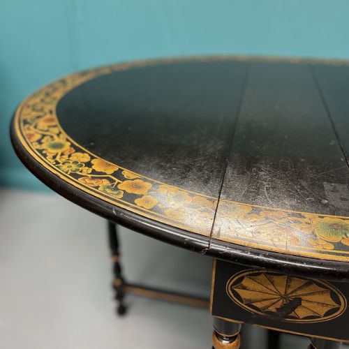 BLACK LACQUERED AND DECORATED SUTHERLAND SIDE TABLE - ADDITIONAL PHOTO 6