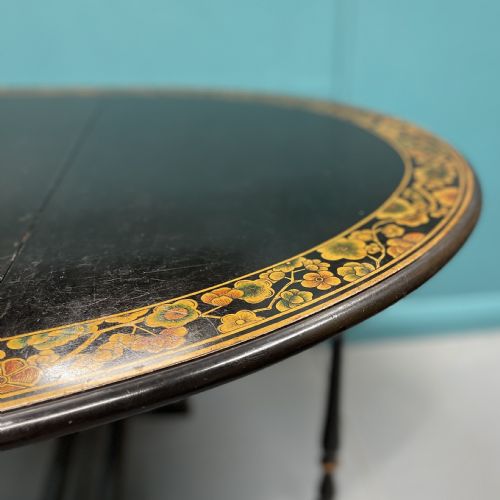 BLACK LACQUERED AND DECORATED SUTHERLAND SIDE TABLE - ADDITIONAL PHOTO 8