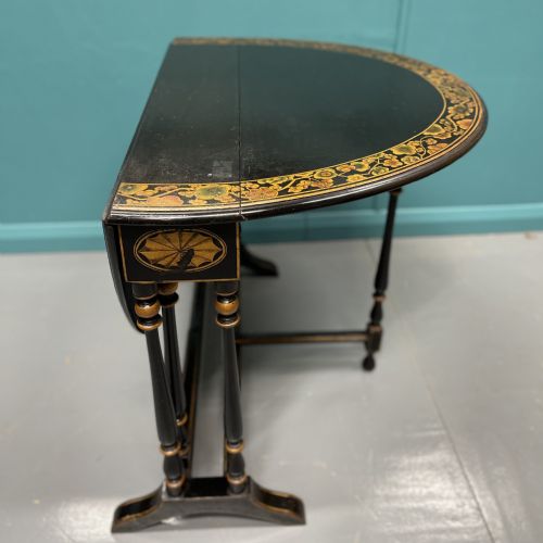 BLACK LACQUERED AND DECORATED SUTHERLAND SIDE TABLE - ADDITIONAL PHOTO 10