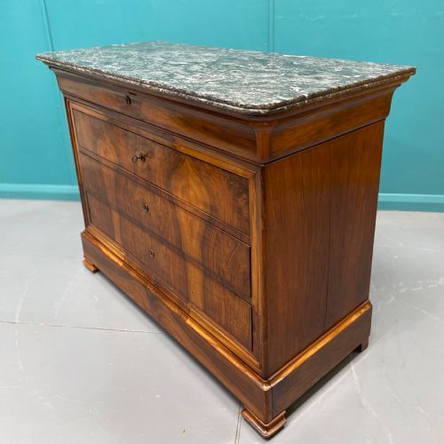 FRENCH FIGURED WALNUT MARBLE TOPS COMMODE - ADDITIONAL PHOTO 3