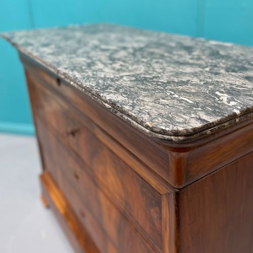 FRENCH FIGURED WALNUT MARBLE TOPS COMMODE - ADDITIONAL PHOTO 5