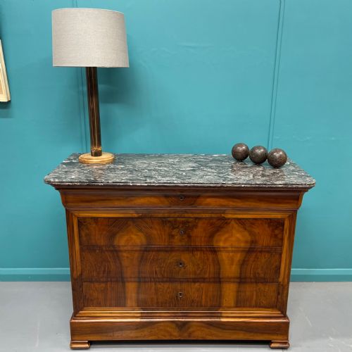FRENCH FIGURED WALNUT MARBLE TOPS COMMODE - ADDITIONAL PHOTO 10
