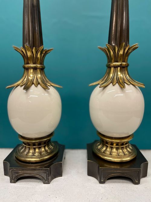 LARGE PAIR OF FAUX OSTRICH EGG LAMPS INC POSTAGE - ADDITIONAL PHOTO 4