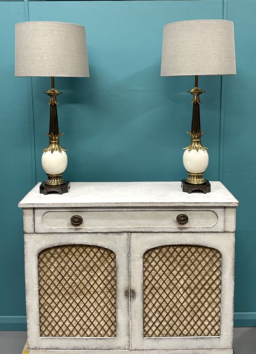 LARGE PAIR OF FAUX OSTRICH EGG LAMPS INC POSTAGE - ADDITIONAL PHOTO 5