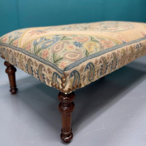 VICTORIAN OTTOMAN FOOTSTOOL WITH NEEDLEPOINT - ADDITIONAL PHOTO 2