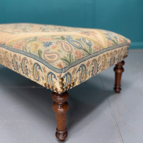 VICTORIAN OTTOMAN FOOTSTOOL WITH NEEDLEPOINT - ADDITIONAL PHOTO 3