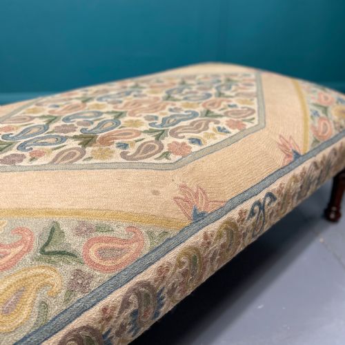 VICTORIAN OTTOMAN FOOTSTOOL WITH NEEDLEPOINT - ADDITIONAL PHOTO 4