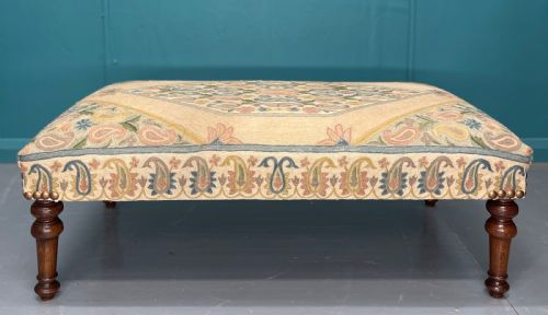 VICTORIAN OTTOMAN FOOTSTOOL WITH NEEDLEPOINT - ADDITIONAL PHOTO 6