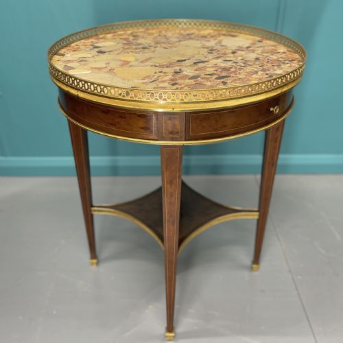 19TH CENTURY INLAID ROUND MARBLE TOP GUERIDON - ADDITIONAL PHOTO 1